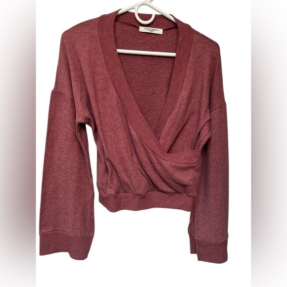 Project Social T Sweaters - Project Social T mauve wrap front vneck sweater